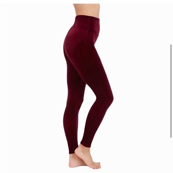 NWT Spanx Velvet Leggings in Rich Burgundy - Picture 4 of 7